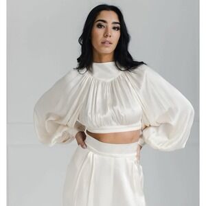 Shona Joy La Lune High Neck Crop Blouse Cream / Women's 4